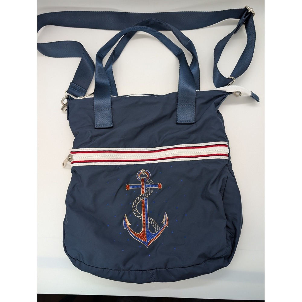 Princess Cruises Navy Nautical Anchor Tote Bag -Rhinestone Embellished Crossbody